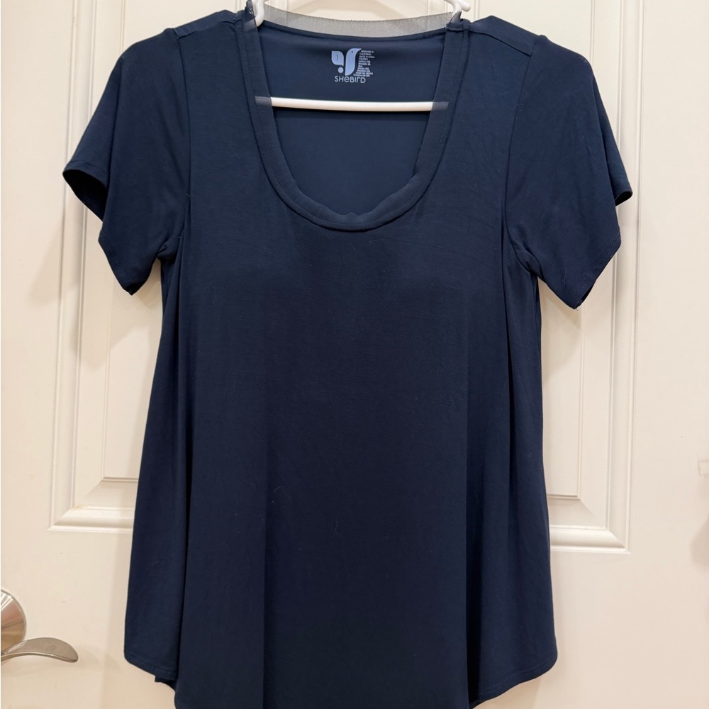 SheBird Classic Navy Short Sleeve Top